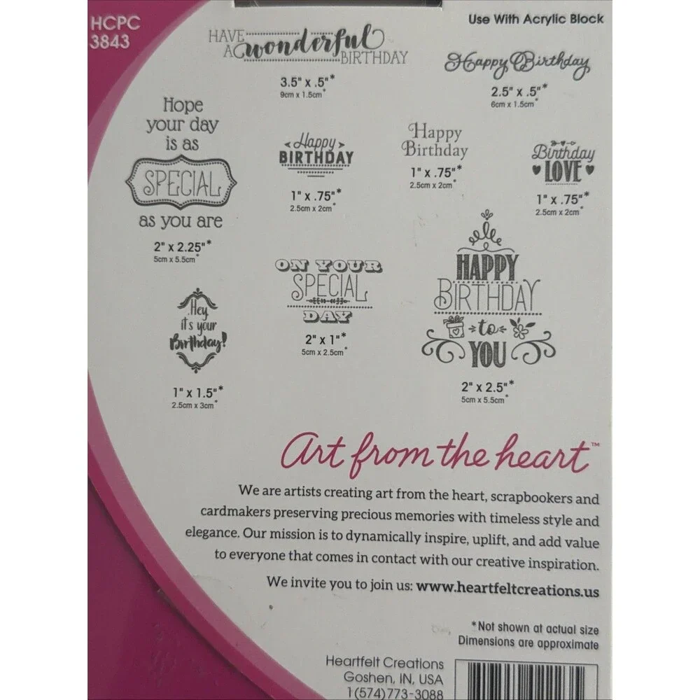 Heartfelt Creations Cling Stamp Set ~ SPECIAL BIRTHDAY SENTIMENTS   -3843